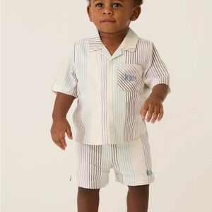 Kith Kids Striped Matching Set - White and Blue